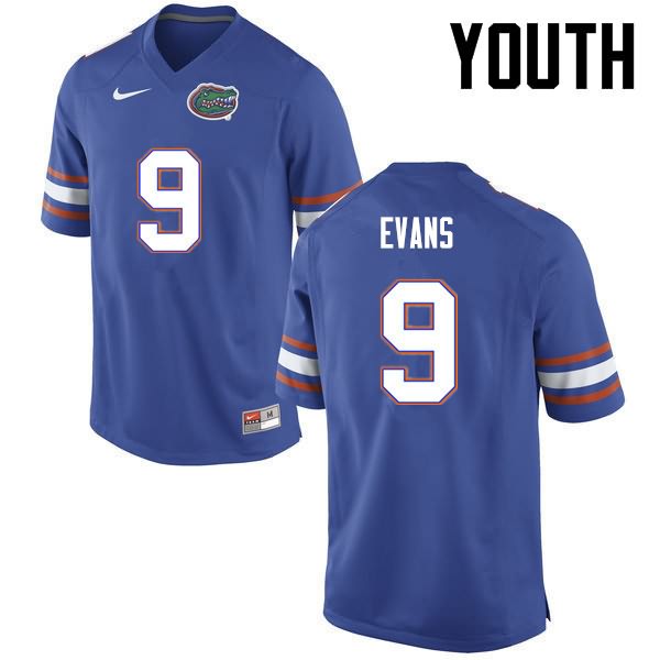 Youth NCAA Florida Gators Josh Evans #9 Stitched Authentic Nike Blue College Football Jersey VWN2465DQ